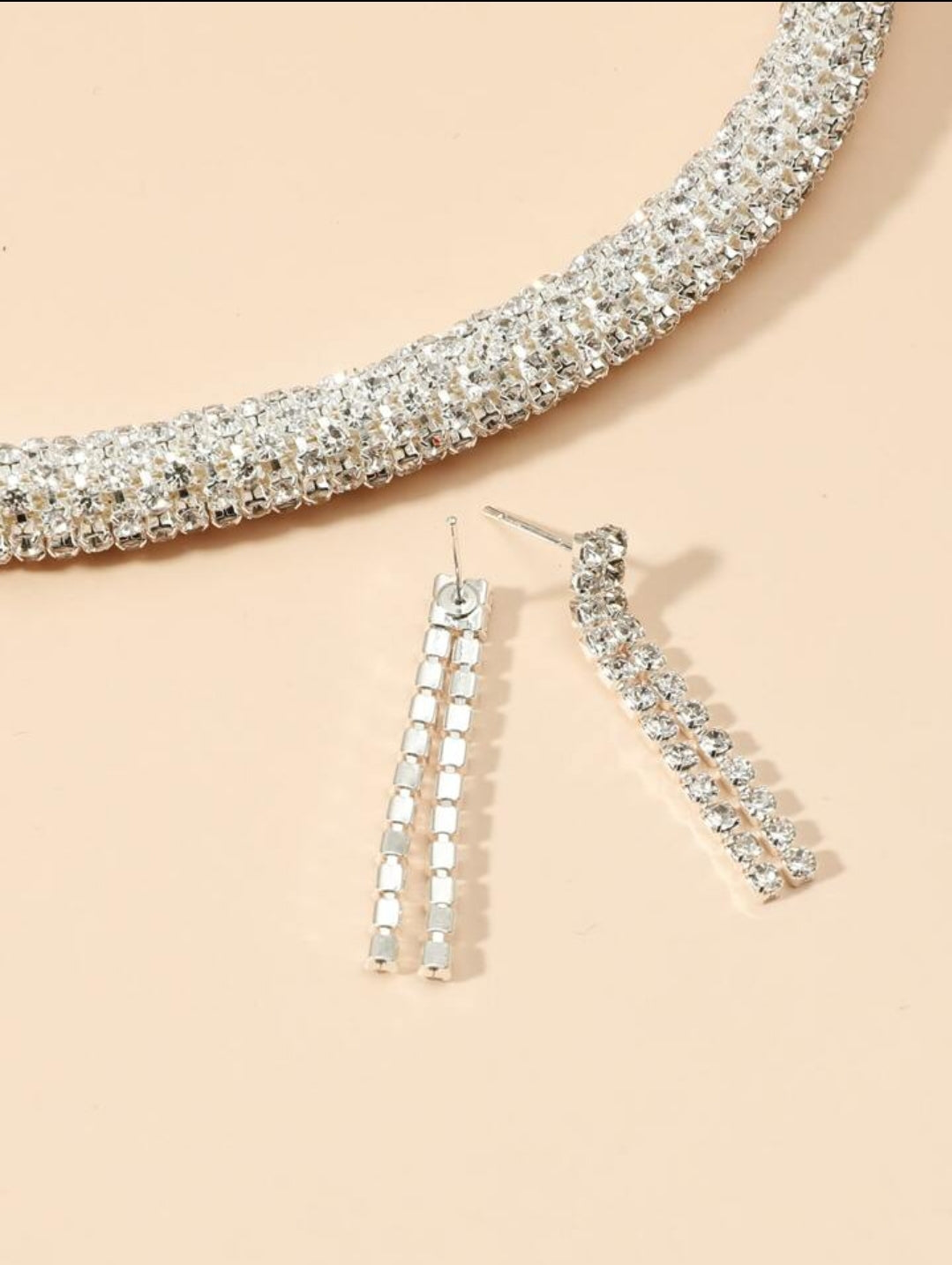 Crystal Encrusted Cord & Earrings Set