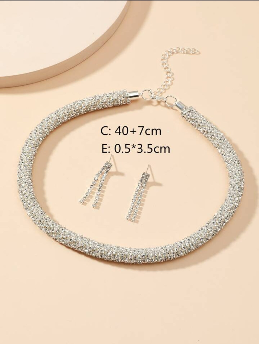 Crystal Encrusted Cord & Earrings Set