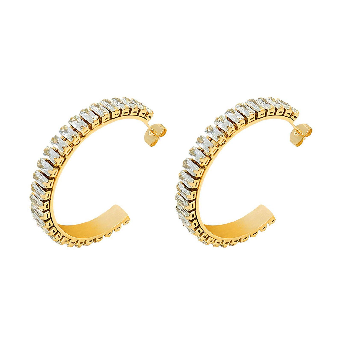 18K gold plated stainless steel w/cubic zirconia earrings