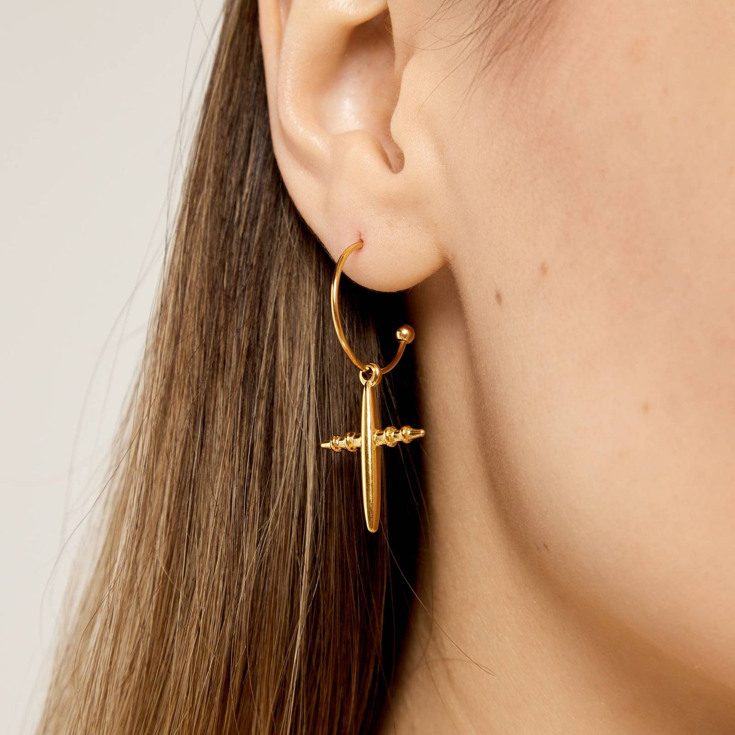 18K gold plated Stainless steel  Crosses earrings