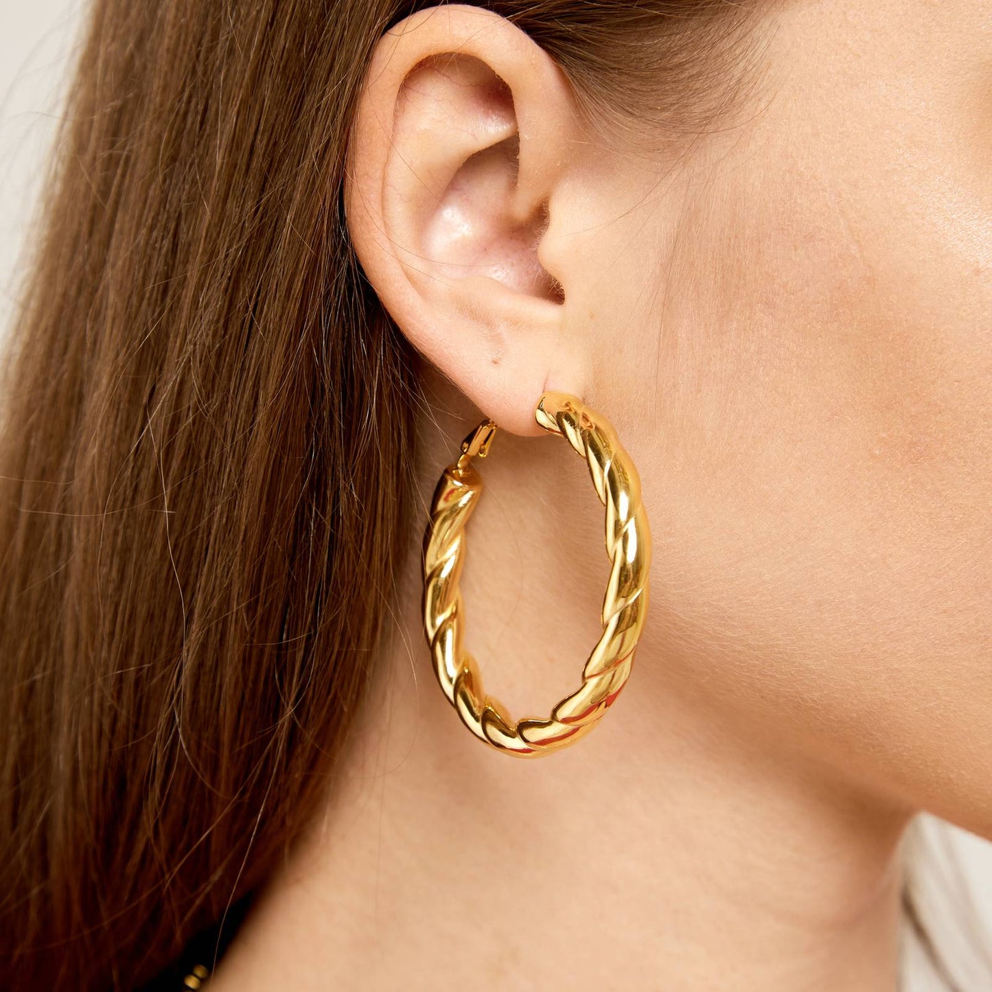 18K gold plated Stainless steel twisted hoop earrings