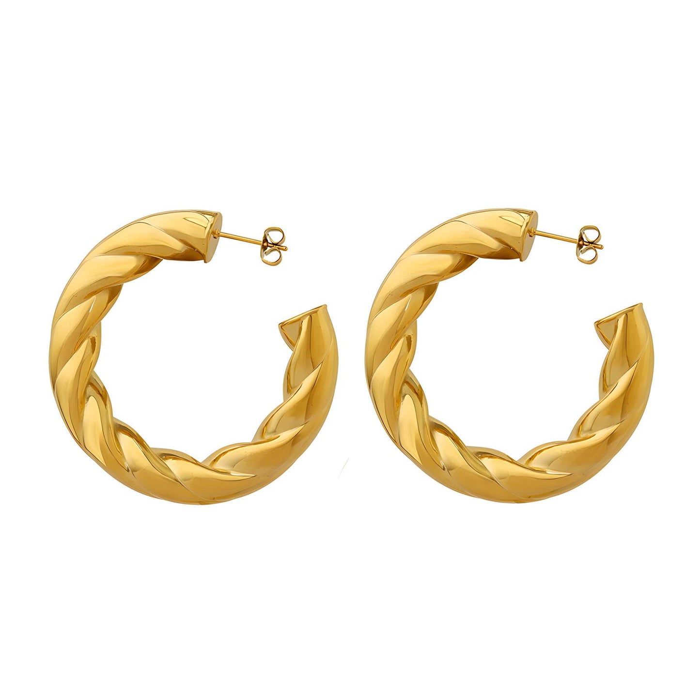 18K gold plated Stainless steel chunky twist earrings