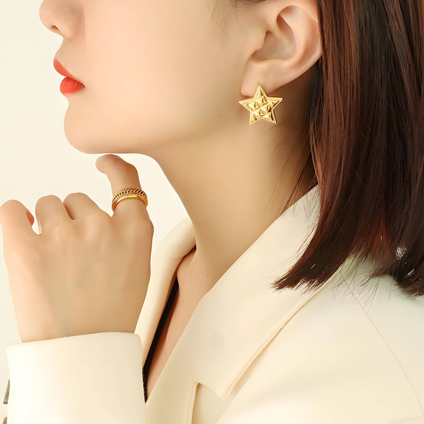 18K gold plated Stainless steel  Star earrings