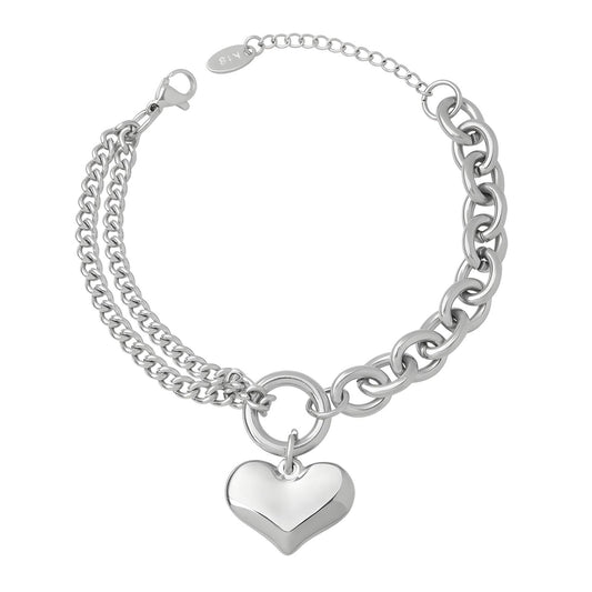 Silver Stainless steel  Heart bracelet