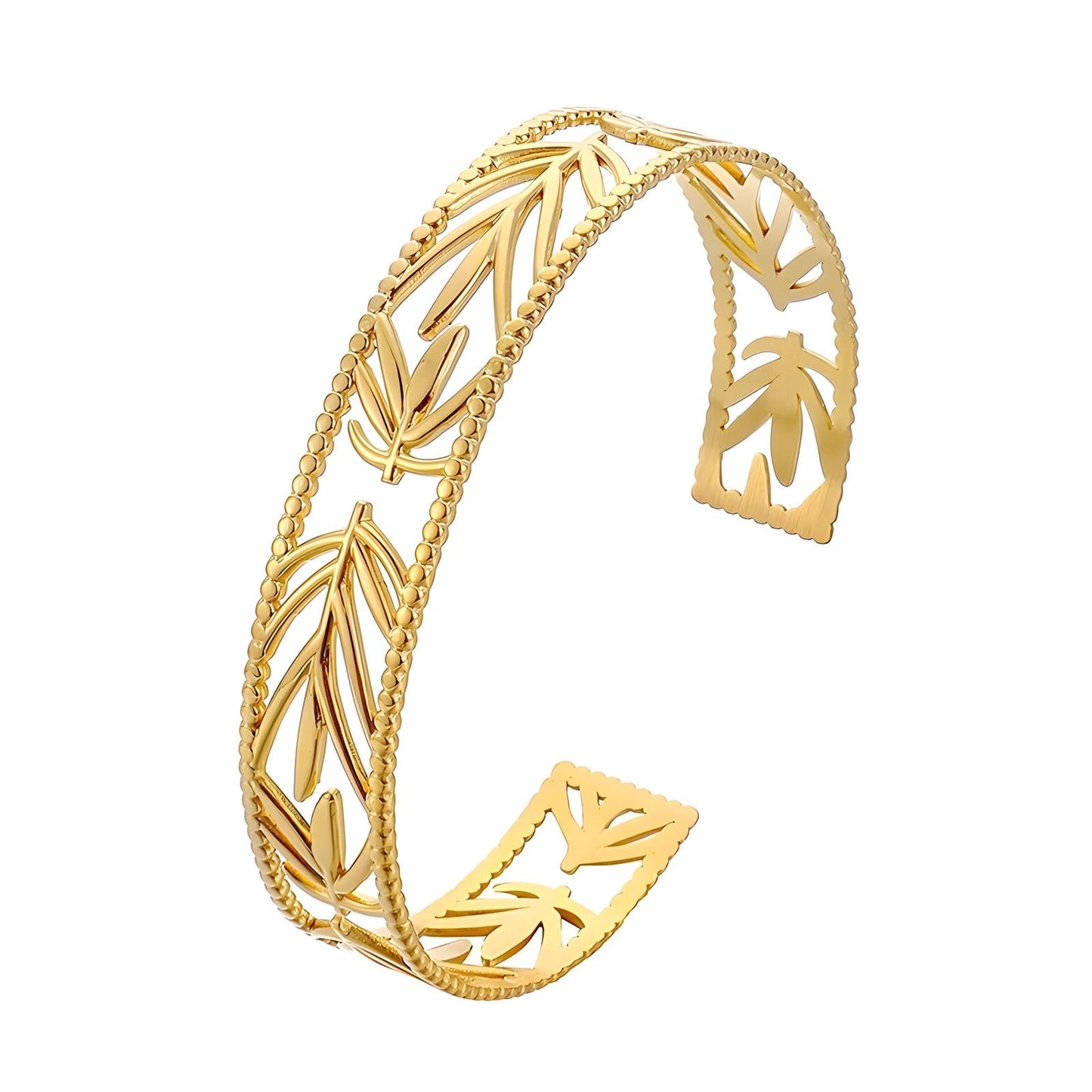 18K gold plated Stainless steel  Leaves bracelet