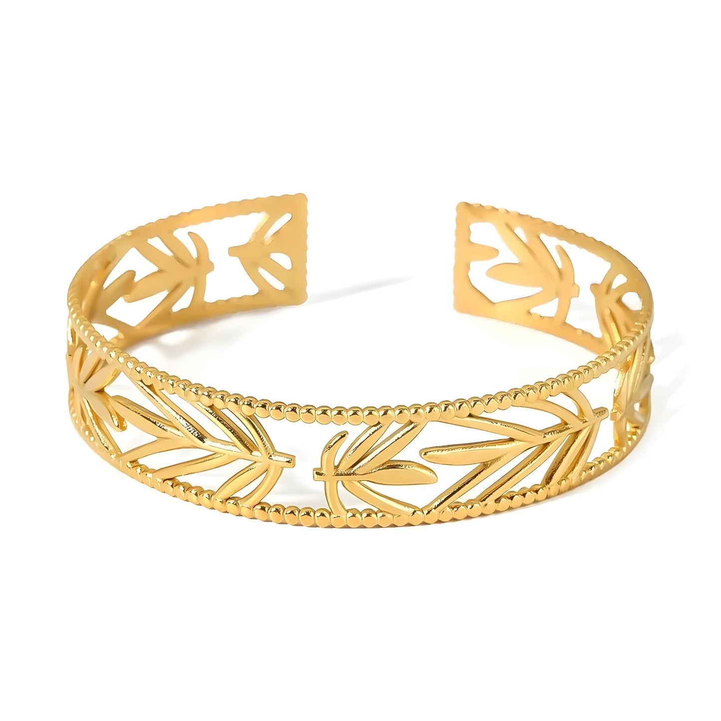 18K gold plated Stainless steel  Leaves bracelet