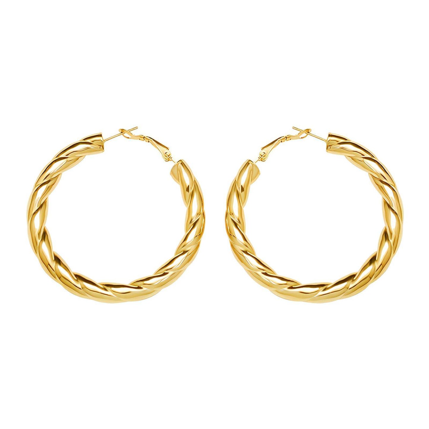 18K gold plated Stainless steel twisted hoop earrings